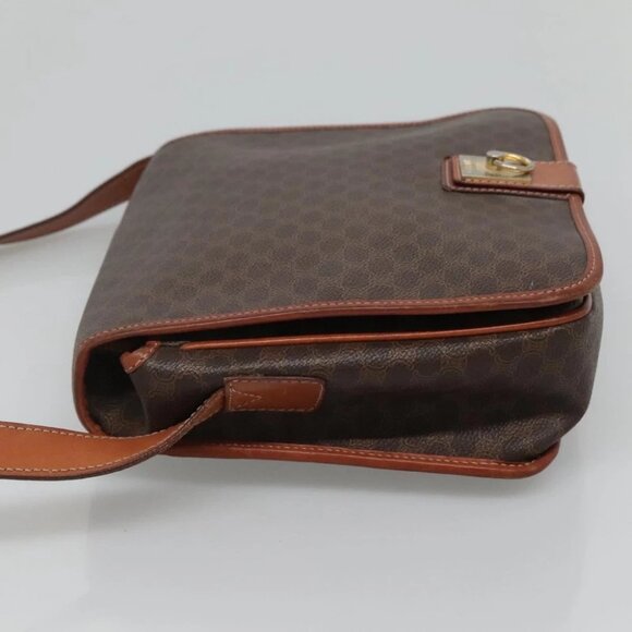 CELINE Macadam Canvas Shoulder Bag PVC Leather Brown - Picture 4 of 16